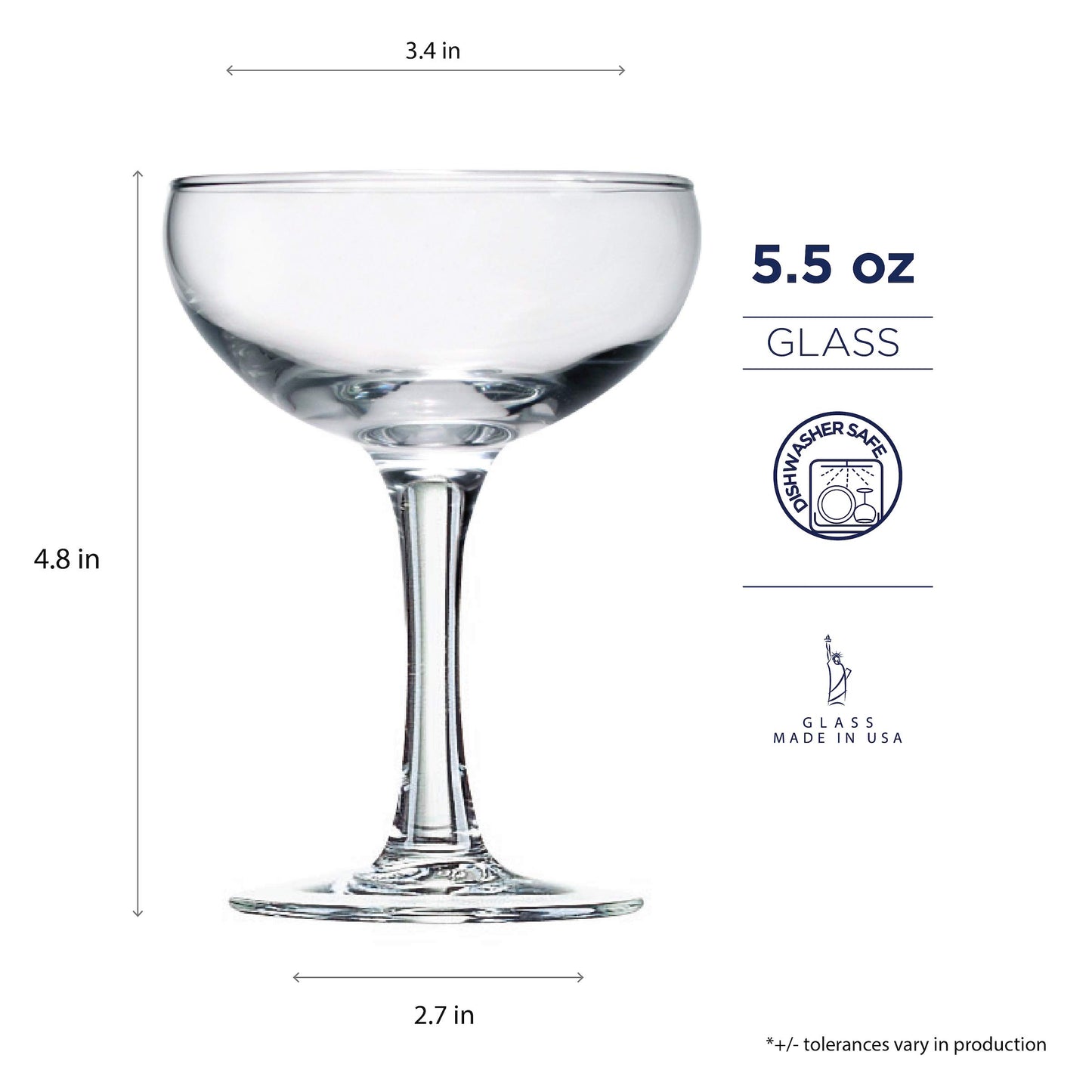 Aspen 5.5oz Barcraft Coupe set of 12 Martini Glass