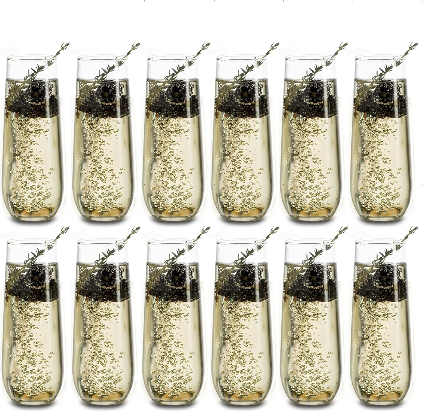 Libbey 228 Stemless Champagne Flute Glasses, 8.5-ounce, Set of 12