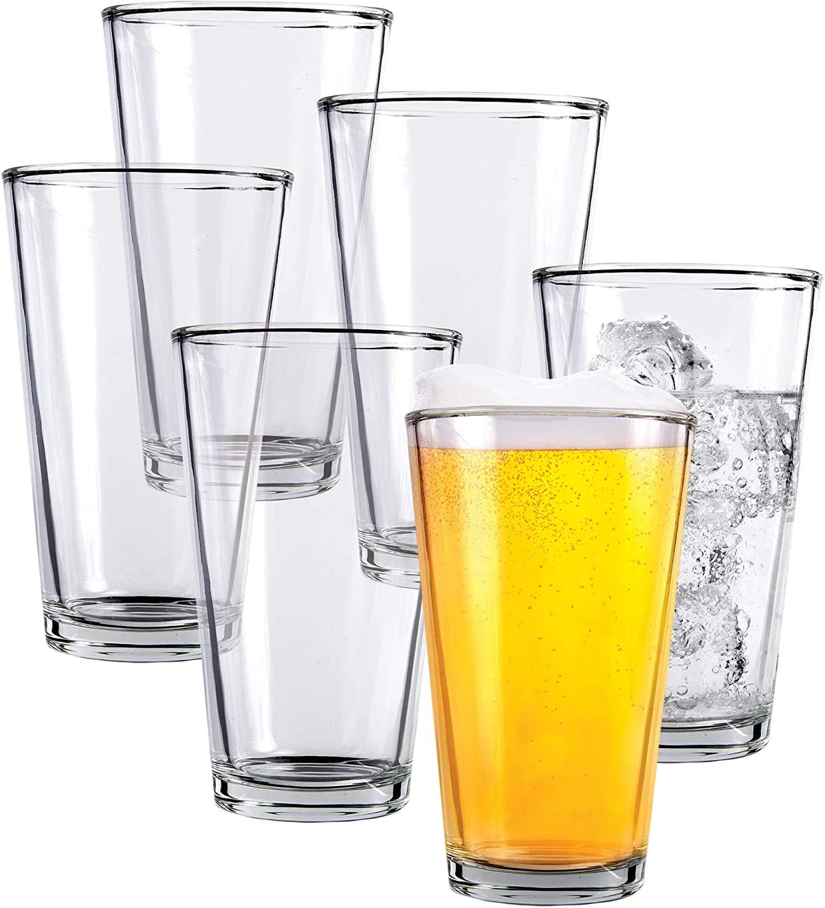 Aspen Brands Glassware 14oz Highball and Mixing Glasses - Heat Treated Glass, 14 oz. (Pack of 24)