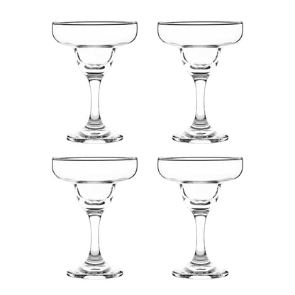 Cristar Margarita Glasses Set Of 4, 10oz Coupe Glasses, Made In Columbia, Tempered Rim, Dishwasher-Safe, Lead-free Cocktail Bar Glasses With Stem For Martinis, Mojitos, Pina Colada & Dessert Glasses.