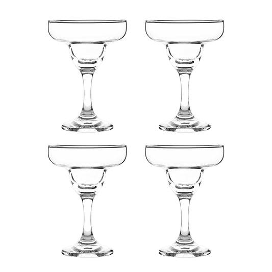 Cristar Margarita Glasses Set Of 4, 10oz Coupe Glasses, Made In Columbia, Tempered Rim, Dishwasher-Safe, Lead-free Cocktail Bar Glasses With Stem For Martinis, Mojitos, Pina Colada & Dessert Glasses.