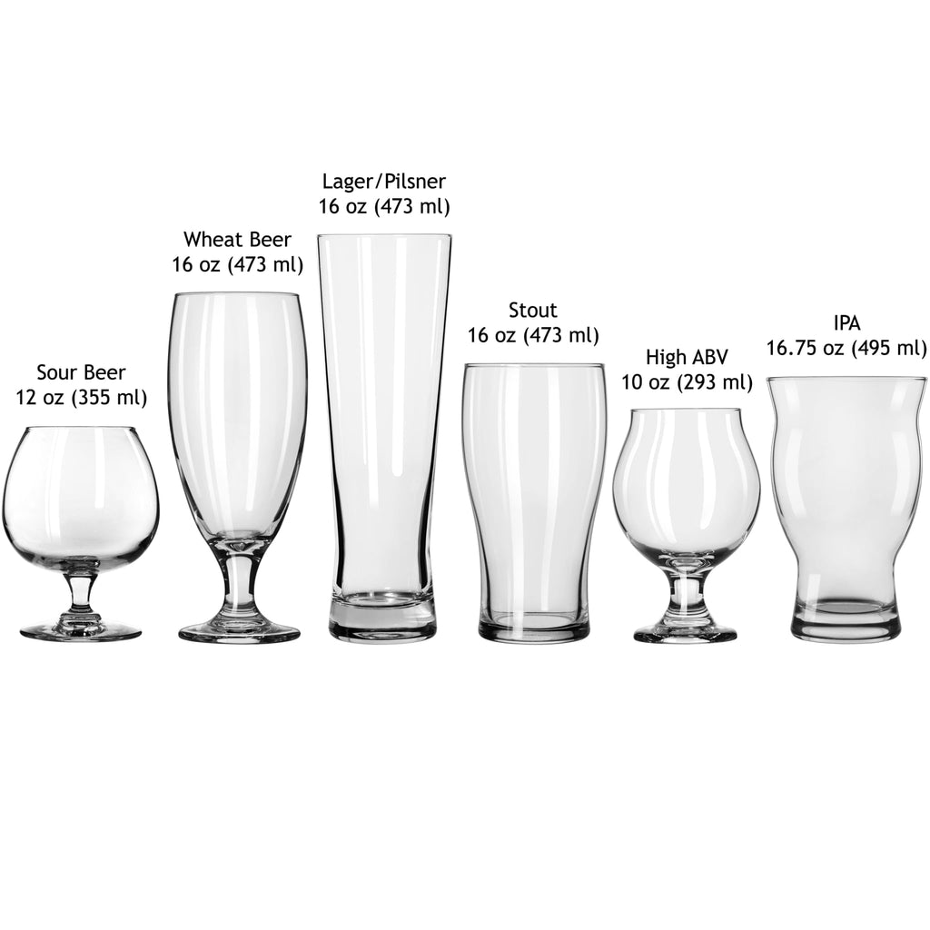 Libbey Craft Brews Beer Glasses Set of 6, Versatile, Premium Beer Glass Set, Craft Beer Glasses for Pilsner, Stout, Lager, IPA & More