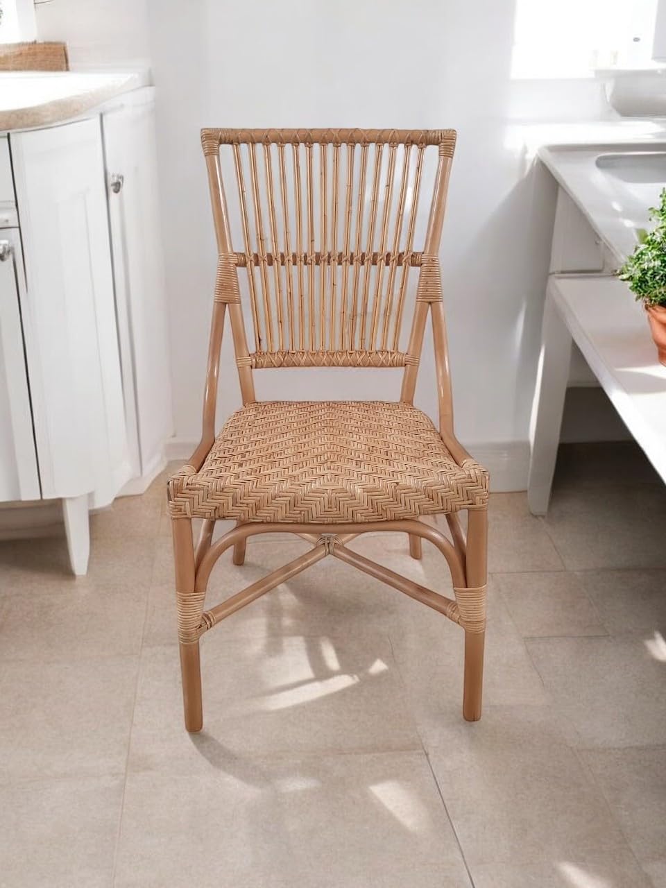 Aspen Brands Laguna Bistro Chair - Designed to be Stackable and Made for Both Indoor and Outdoor use. 300 lbs max Limit. Rattan Frame. Storage Outside. 1 Chair Included