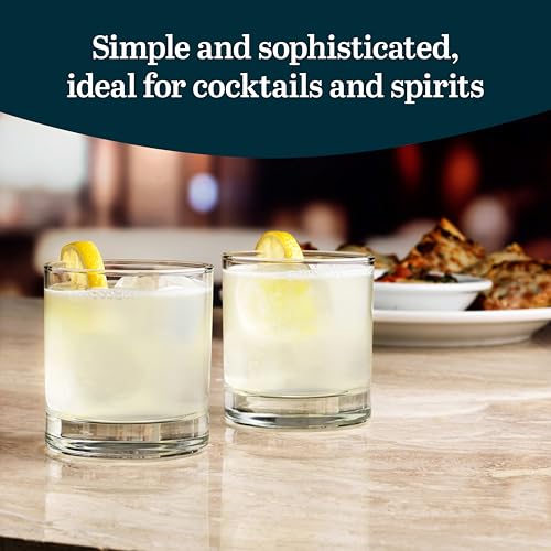 Libbey Heavy Base Rocks Glasses Set, Simple Glassware Drinking Glasses Set Dishwasher Safe Glasses for Cocktail Parties And More