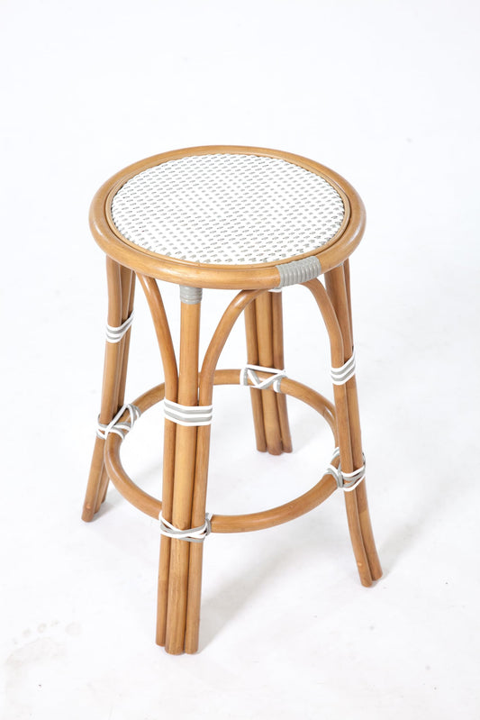 Aspen Brands The Backless White and Grey Cafe Stool is Our Iconic French Cafe Bistro Chair. at Counter Height 26".
