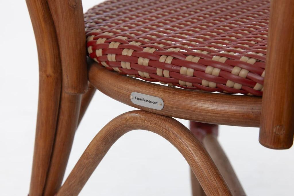 Aspen Brands Classic Commercial Grade Rattan French Bistro Chair, Indoor/Outdoor, Blue & White