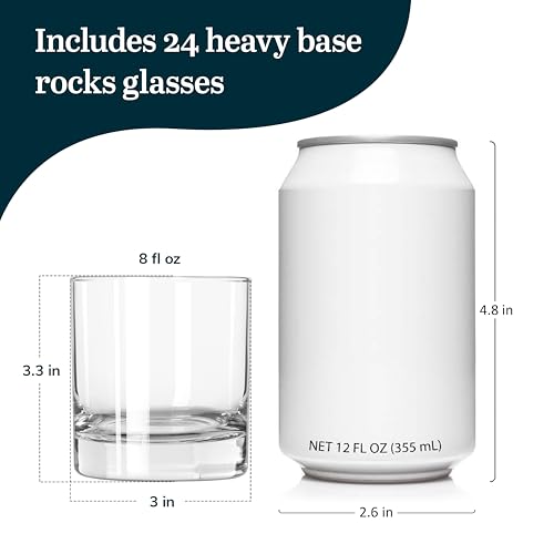 Libbey Heavy Base Rocks Glasses Set, Simple Glassware Drinking Glasses Set Dishwasher Safe Glasses for Cocktail Parties And More