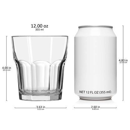 Libbey Gibraltar DuraTuff Double Old Fashioned Glass Set of 12, 12 Oz Durable Restaurant Style Whiskey Glasses, Drinkware Set for Home, Bars, Gifting