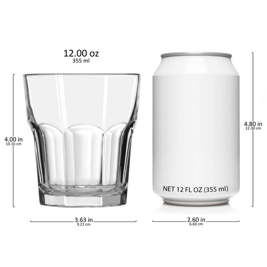 Libbey Gibraltar DuraTuff Double Old Fashioned Glass Set of 12, 12 Oz Durable Restaurant Style Whiskey Glasses, Drinkware Set for Home, Bars, Gifting