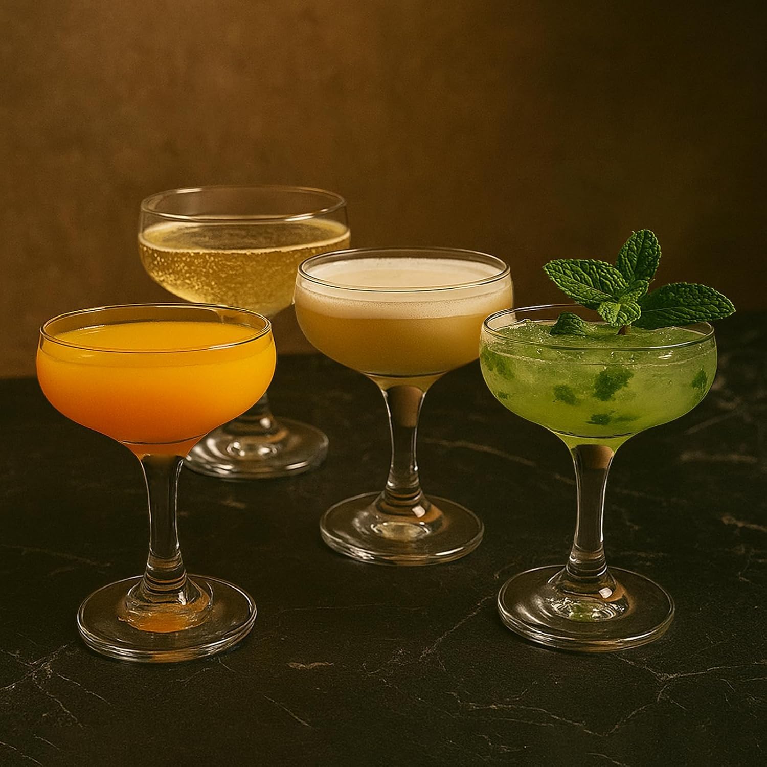 Aspen Brands Coupe Glasses Set of 6-5oz / 150 ml Premium Champagne Coupe Glass, Pure Clear Cocktail Glasses for Champagne, Espresso, Manhattan