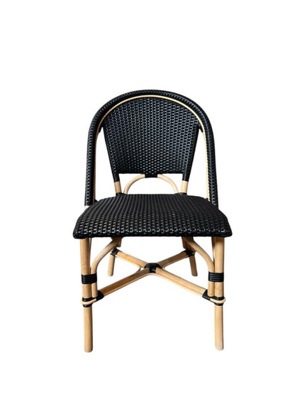 Aspen Brands Original (Real) Classic Commercial Grade Rattan (Wood Frame) French Bistro Chair, Indoor/Outdoor, Black - Stackable up to 6 Chairs