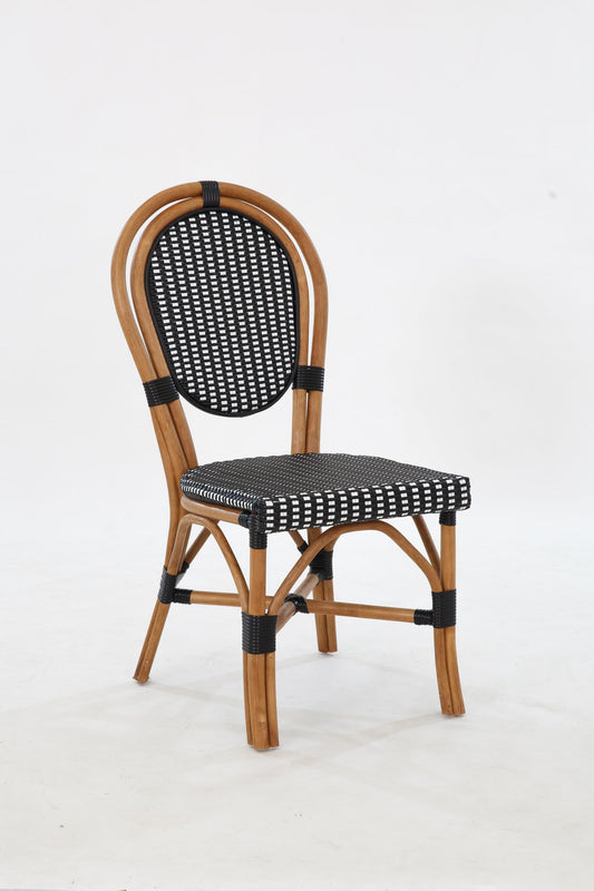 Aspen Brands Original (Real) Classic Commercial Grade Rattan (Wood Frame) French Bistro Chair, Indoor/Outdoor, Black & White (Black & White)