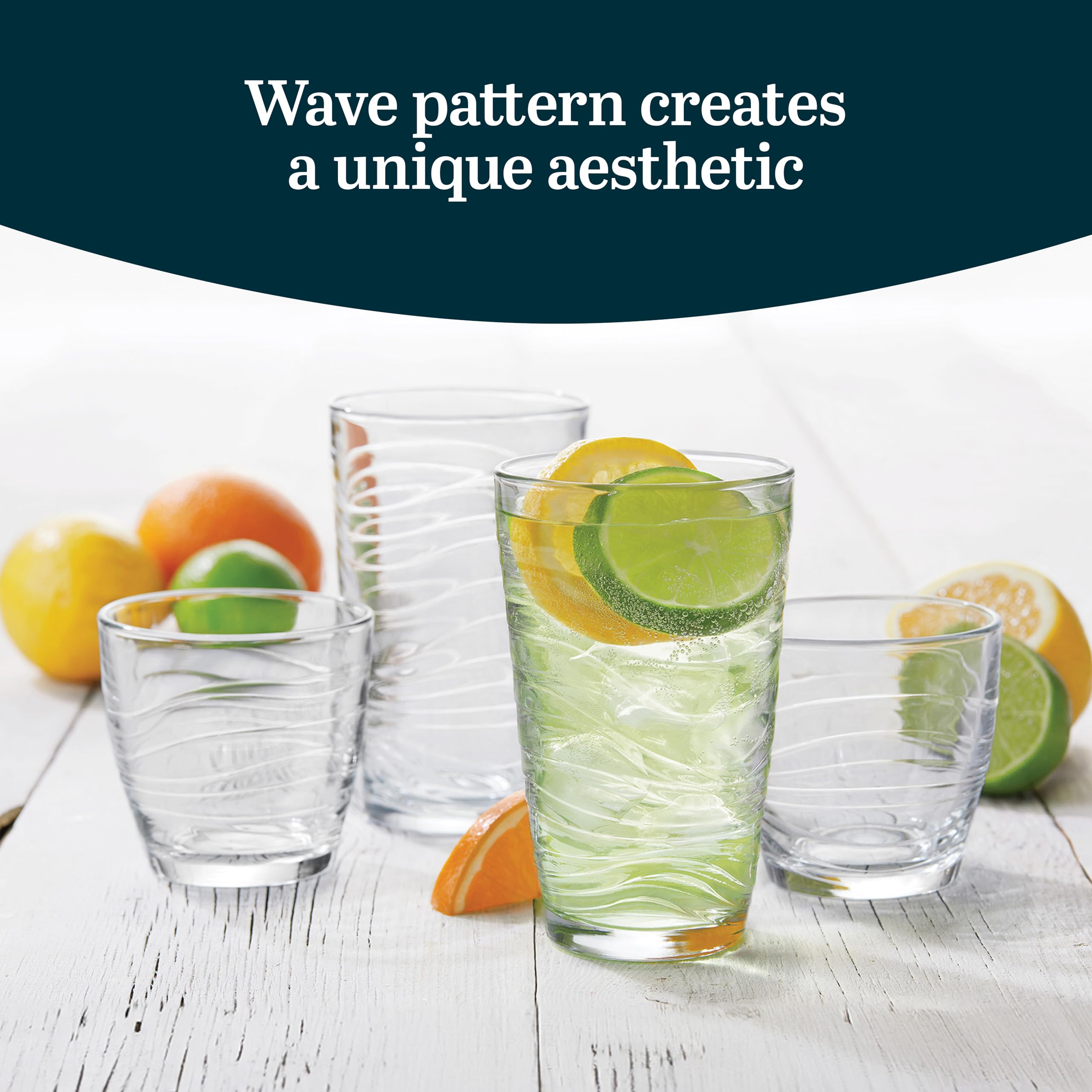 Libbey Ascent Tumbler and Rocks Glass Set, Drinking Glasses Set, Dishwasher Safe, Durable Drinking Glasses, Versatile Glassware Set for Any Occasion