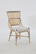 Aspen Brands Laguna Bistro Chair - White & Cappuccino Rattan Side Dining Chair. Designed to be Stackable and Made for Both Indoor and Outdoor use. 300 lbs max Limit. Rattan Wood Frame.