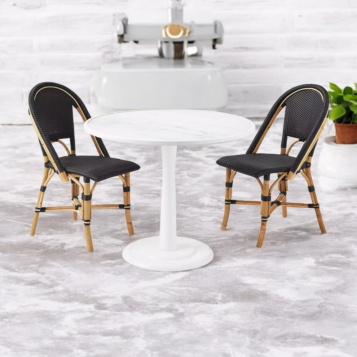 Aspen Brands Original (Real) Classic Commercial Grade Rattan (Wood Frame) French Bistro Chair, Indoor/Outdoor, Black - Stackable up to 6 Chairs