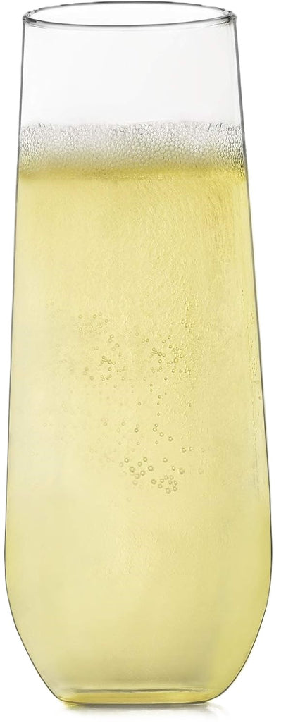Aspen 8.5oz Stemless Champagne Flute Glasses, Set of 12