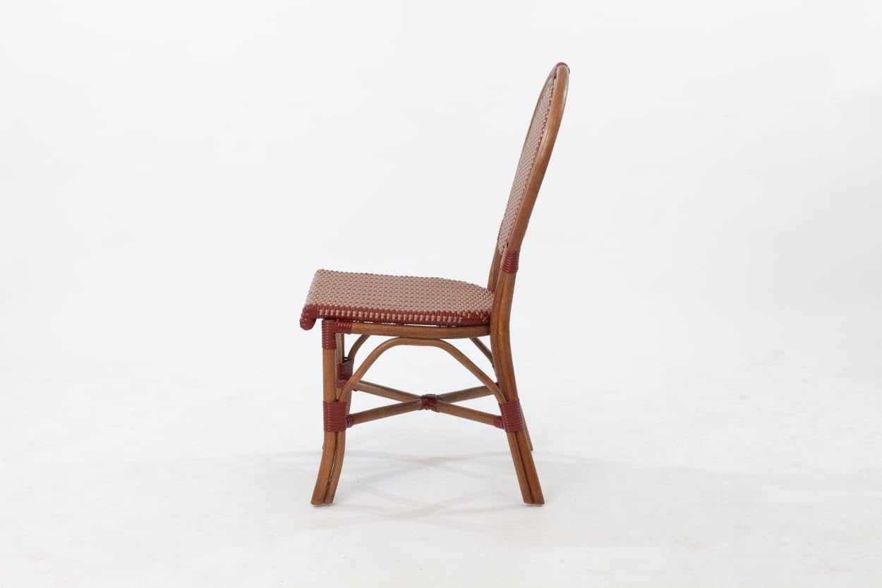 Aspen Brands Classic Commercial Grade Rattan French Bistro Chair, Indoor/Outdoor, Blue & White