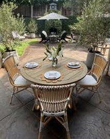 Aspen Brands Laguna Bistro Chair - White & Cappuccino Rattan Side Dining Chair. Designed to be Stackable and Made for Both Indoor and Outdoor use. 300 lbs max Limit. Rattan Wood Frame.