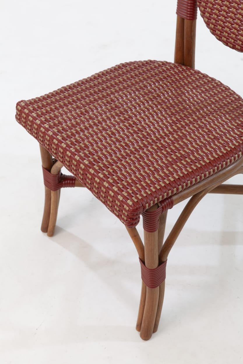 Aspen Brands Classic Commercial Grade Rattan French Bistro Chair, Indoor/Outdoor, Blue & White
