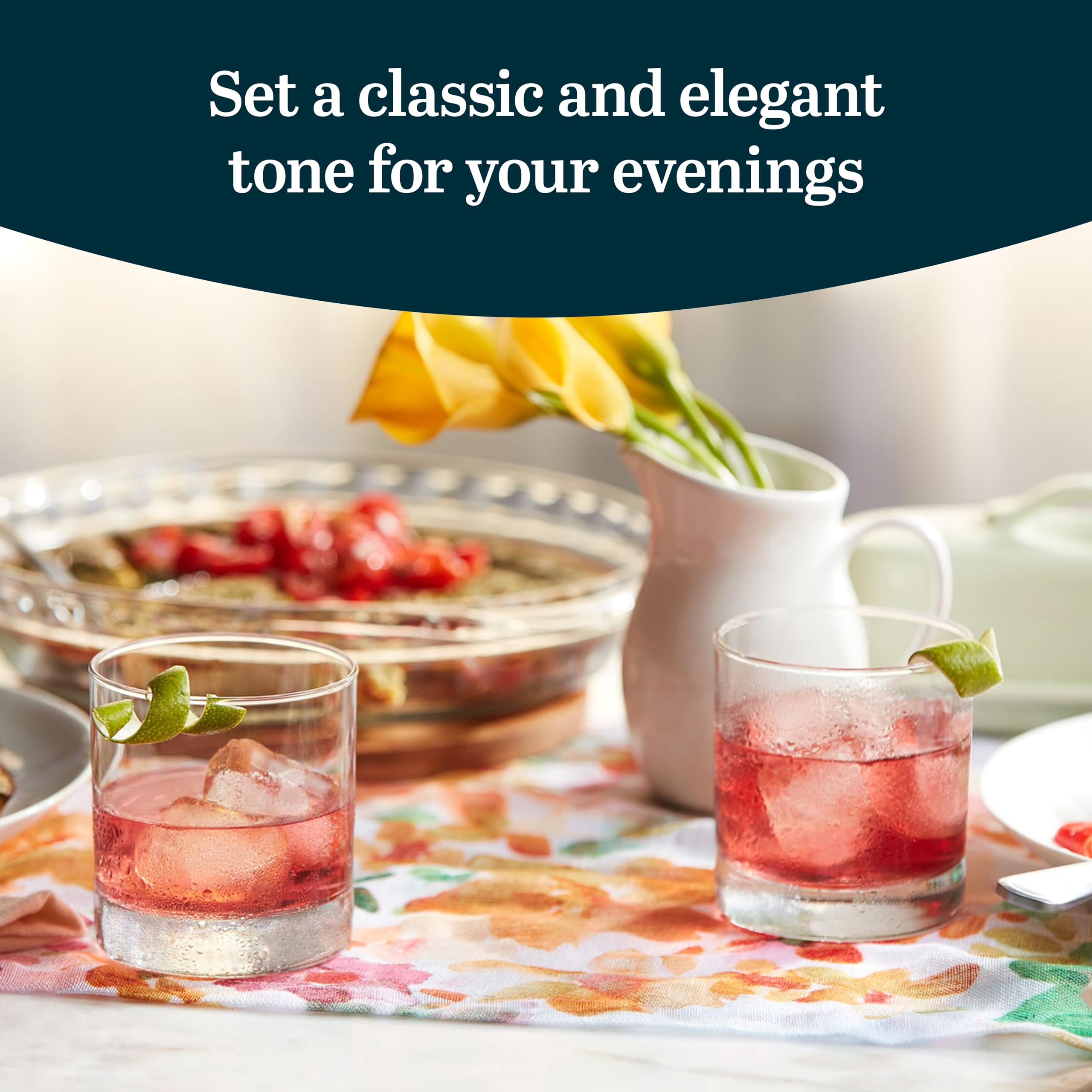 Libbey 917CD Heavy Base Rocks Glasses Set of 12, Rocks Glass Cups with Simple Lines, Elegant Old Fashioned Glass Set for Whiskey, Cocktails and More