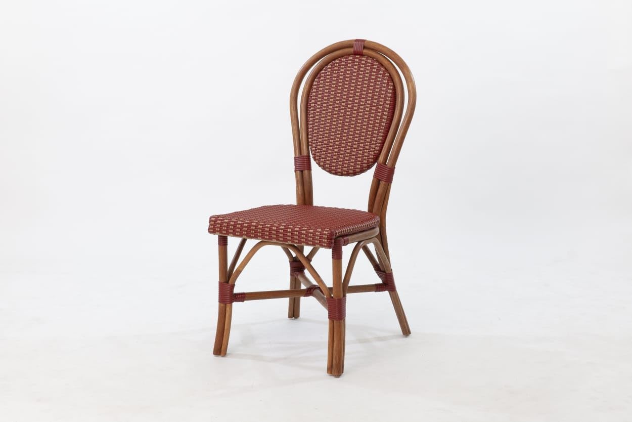 Aspen Brands Classic Commercial Grade Rattan French Bistro Chair, Indoor/Outdoor, Blue & White