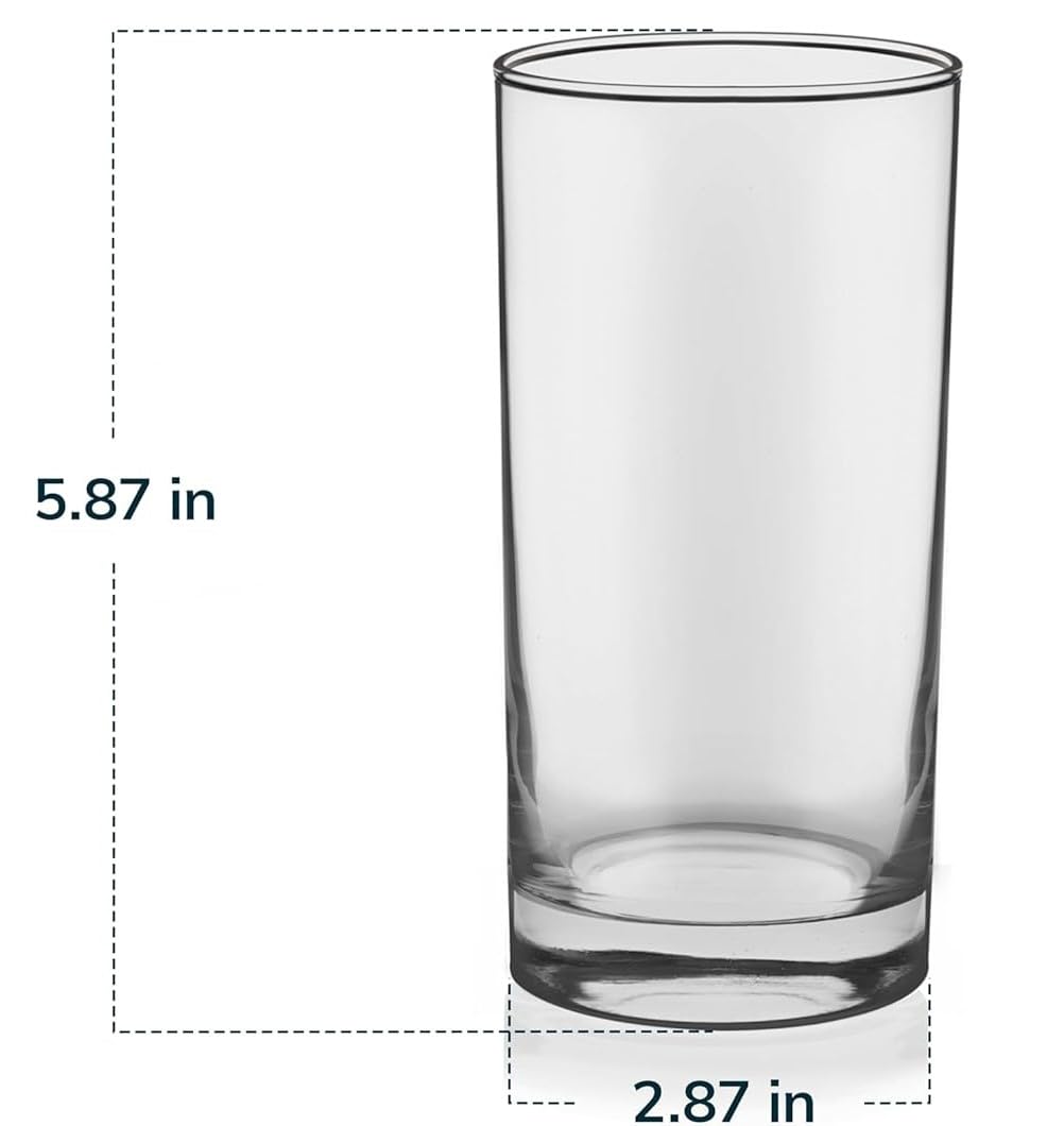 Aspen Brands Manhattan Drinking Glasses, 15.5 Oz, Set of 12, Heavy Base, Clear