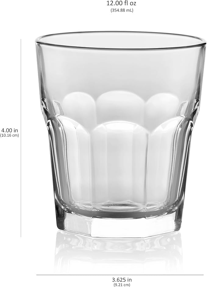 Aspen Brands Double Rock Drinking Glasses Set of 12, 12oz