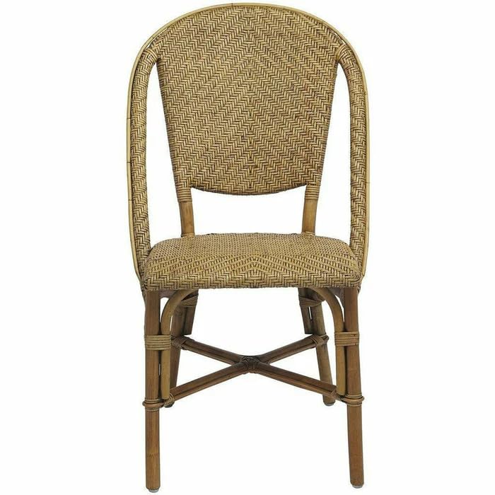 Aspen Brands Newport Original (Real) Rattan Frame Bistro Side Chair, Natural Brown, Parisian Inspired Design