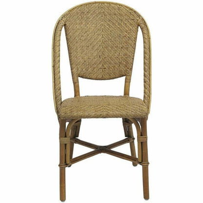 Aspen Brands Newport Original (Real) Rattan Frame Bistro Side Chair, Natural Brown, Parisian Inspired Design