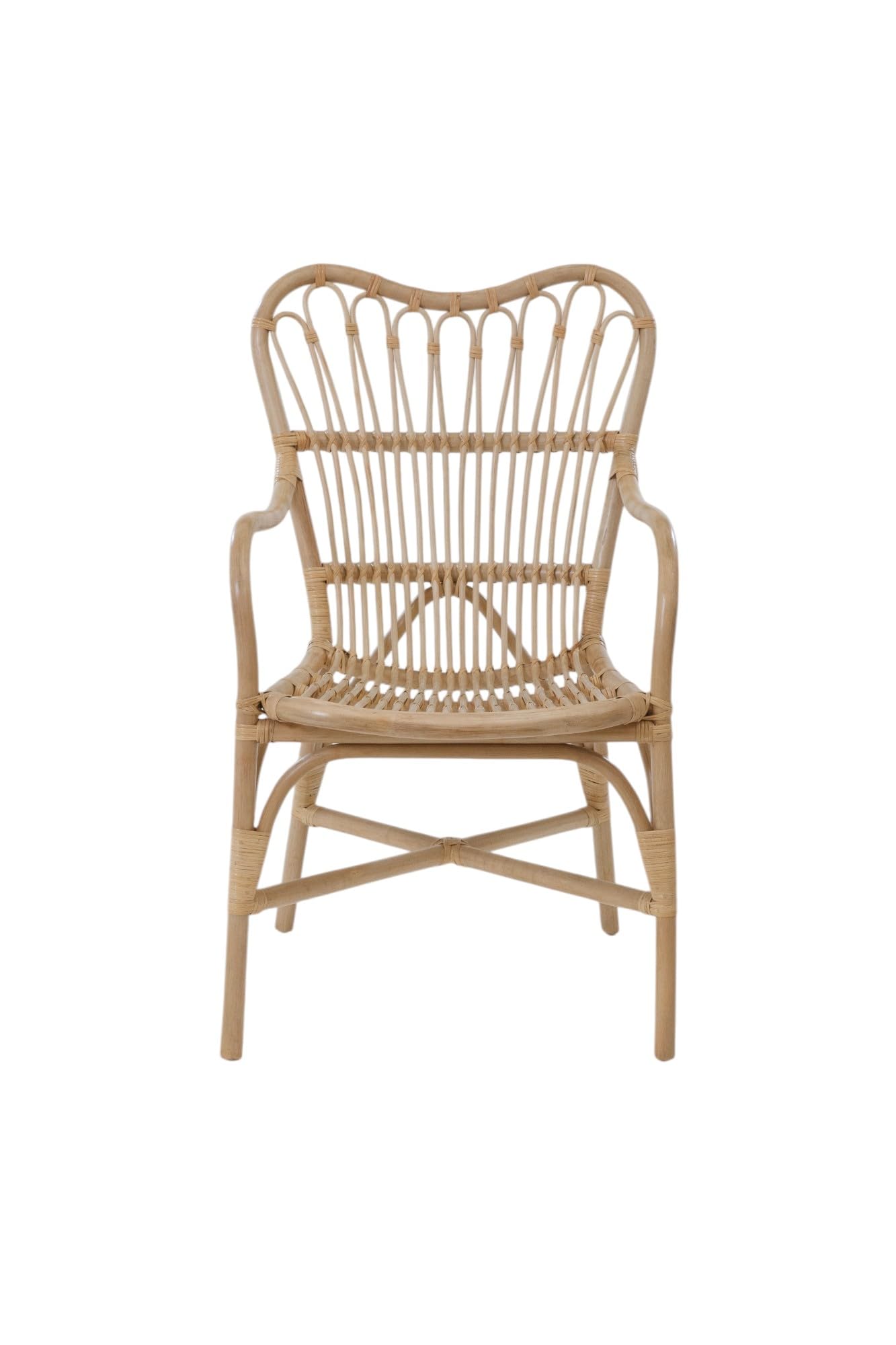 Aspen Brands Frenchy Rattan Bistro Chair with Armrest, Parisian Style, Natural Brown