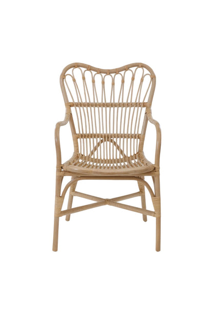 Aspen Brands Frenchy Rattan Bistro Chair with Armrest, Parisian Style, Natural Brown