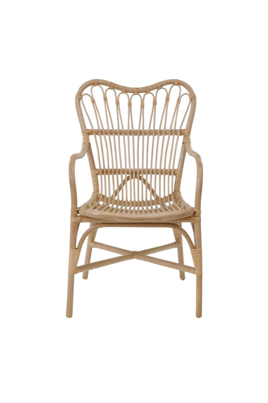 Aspen Brands Frenchy Rattan Bistro Chair with Armrest, Parisian Style, Natural Brown