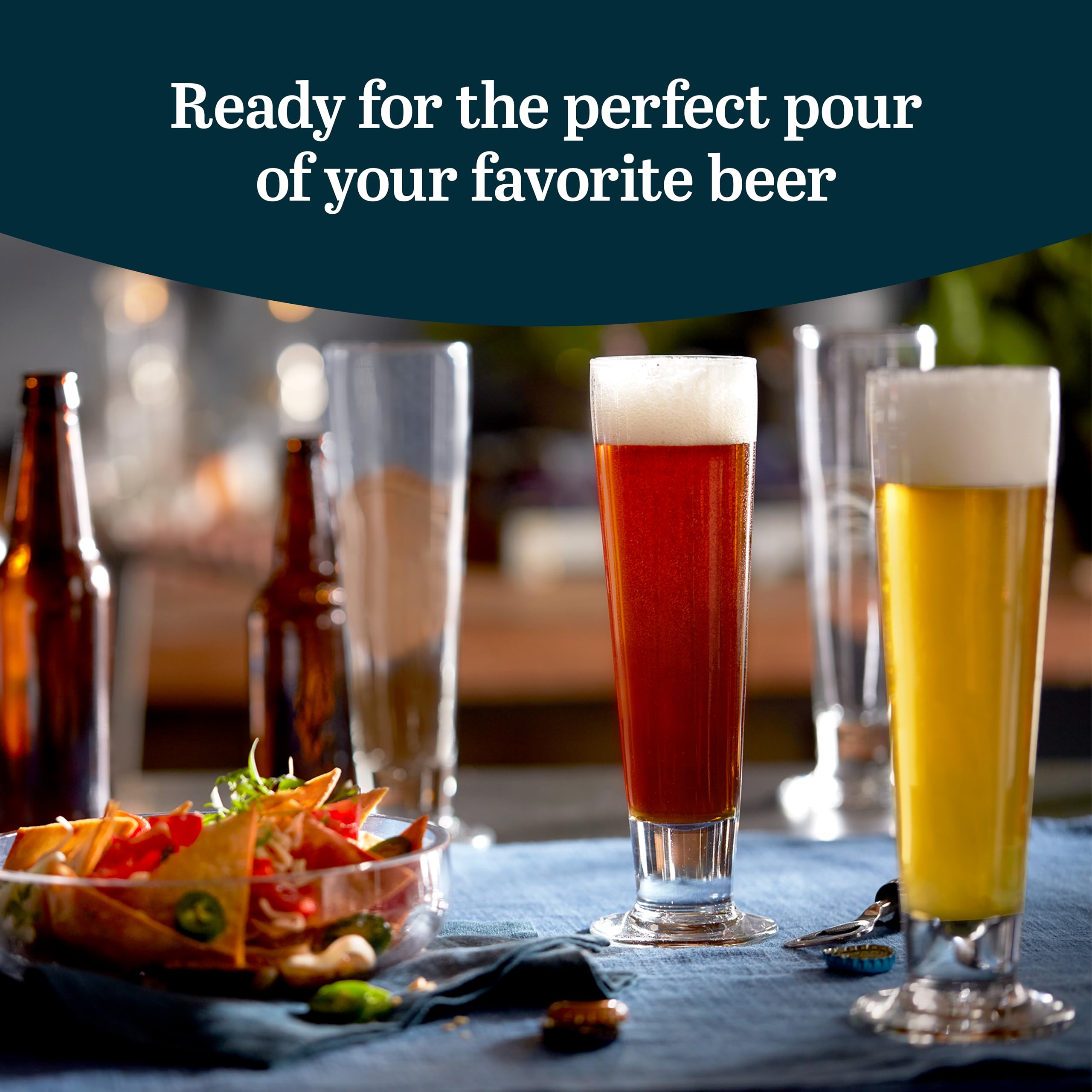 Libbey Craft Brews Beer Glasses Set of 6, Versatile, Premium Beer Glass Set, Craft Beer Glasses for Pilsner, Stout, Lager, IPA & More