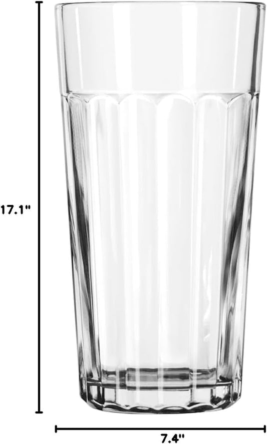 Libbey 15645, Duratuff Panel Tumbler Glass, 24 Ounce Iced Tea and Soda Glasses - 12 pack