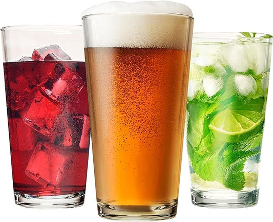 Aspen Brands Pint Beer Glasses 16 oz - Set of 24 -Clear Drinking Glasses, Heavy Base, Pub Style