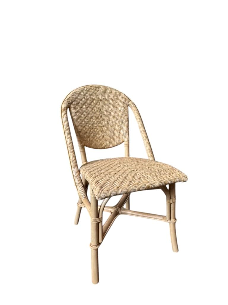 Aspen Brands Newport Original (Real) Rattan Frame Bistro Side Chair, Natural Brown, Parisian Inspired Design