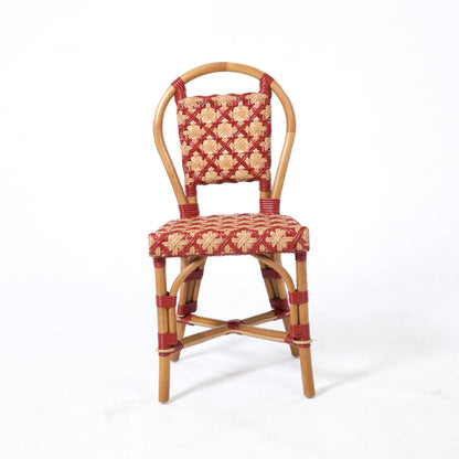 Aspen Brands Classic French Bistro Chair, Red and Cream PE Rattan, Indoor Outdoor Commercial Grade, 250 lbs Capacity