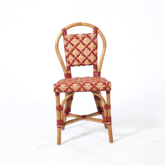 Aspen Brands Classic French Bistro Chair, Red and Cream PE Rattan, Indoor Outdoor Commercial Grade, 250 lbs Capacity