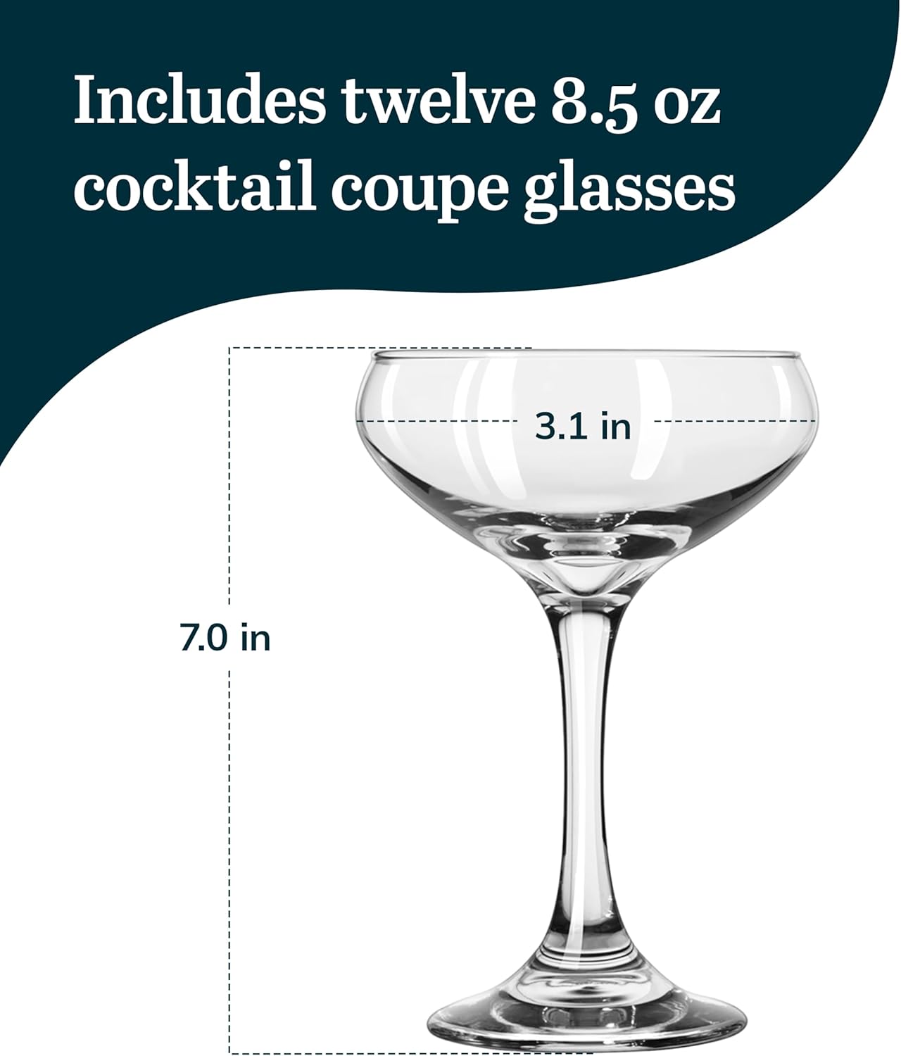 Libbey 3055 Perception Cocktail Coupe Glasses, Elegant, Curvaceous Coupe Martini Glasses, Stemmed Champagne Coupe for Beverages