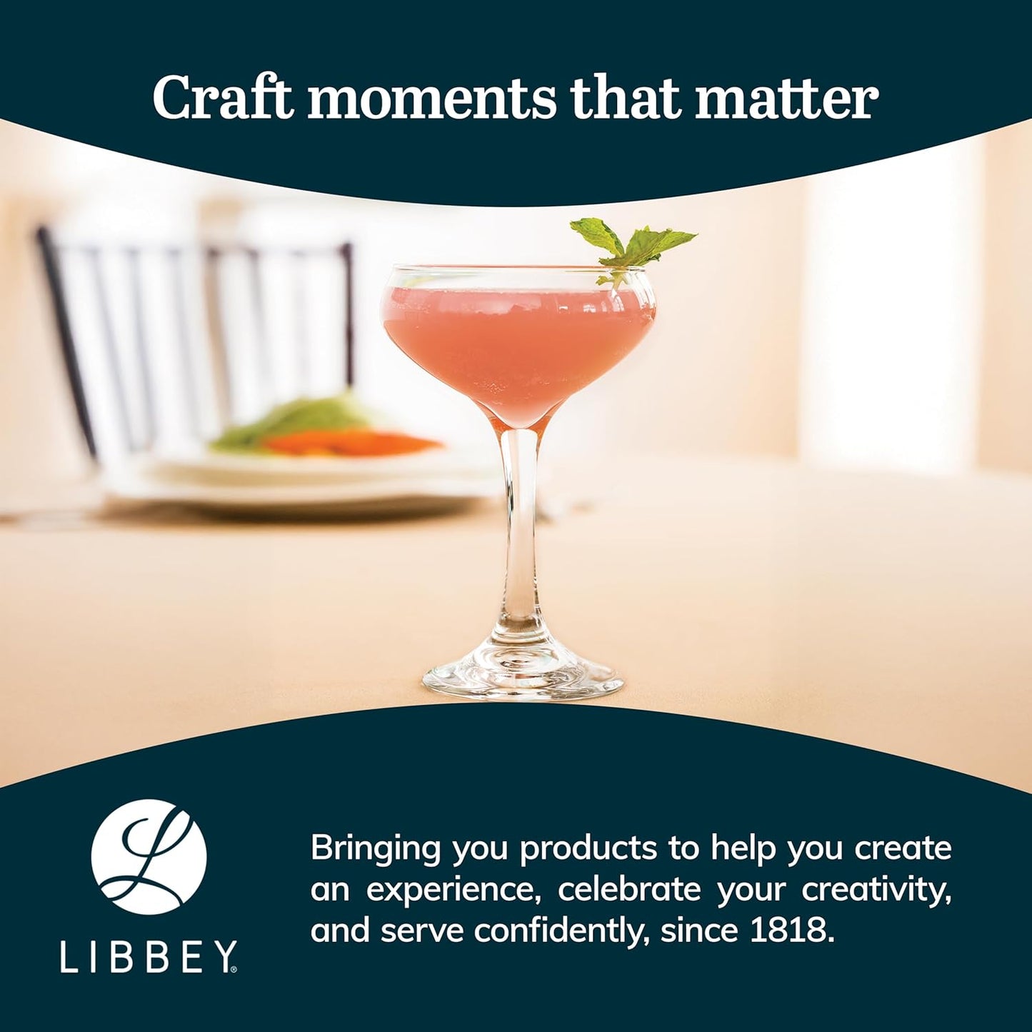 Libbey 3055 Perception Cocktail Coupe Glasses, Elegant, Curvaceous Coupe Martini Glasses, Stemmed Champagne Coupe for Beverages