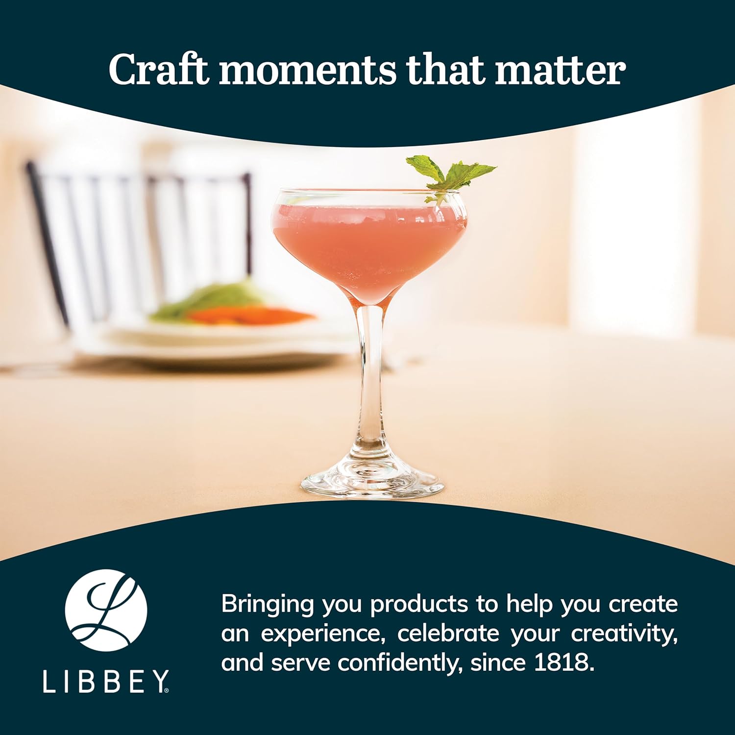 Libbey 3055 Perception Cocktail Coupe Glasses, Elegant, Curvaceous Coupe Martini Glasses, Stemmed Champagne Coupe for Beverages