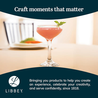 Libbey 3055 Perception Cocktail Coupe Glasses, Elegant, Curvaceous Coupe Martini Glasses, Stemmed Champagne Coupe for Beverages