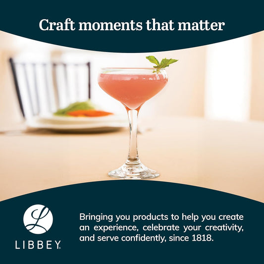 Libbey 3055 Perception Cocktail Coupe Glasses, Elegant, Curvaceous Coupe Martini Glasses, Stemmed Champagne Coupe for Beverages
