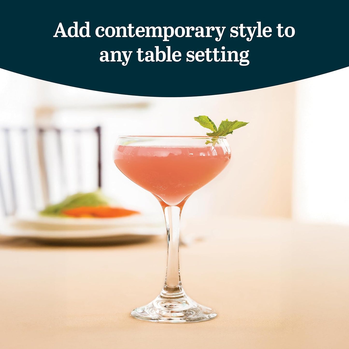 Libbey 3055 Perception Cocktail Coupe Glasses, Elegant, Curvaceous Coupe Martini Glasses, Stemmed Champagne Coupe for Beverages