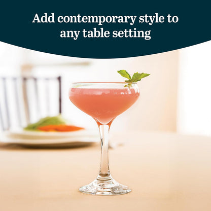 Libbey 3055 Perception Cocktail Coupe Glasses, Elegant, Curvaceous Coupe Martini Glasses, Stemmed Champagne Coupe for Beverages