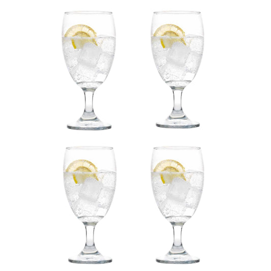 Cristar Lexington Glass Water Goblets Set Of 4, 16.5oz Dishwasher Safe Drinking Goblets For Iced Tea, Sangria, Lead-Free Stemmed Water Glasses, Made in Colombia.