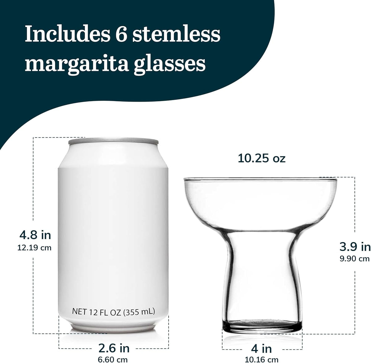 Libbey 2667 Stemless Margarita Glasses Set of 12, 10.25 ounces Classic Lightweight Margarita Cups, Fancy Glassware Set for Celebrations