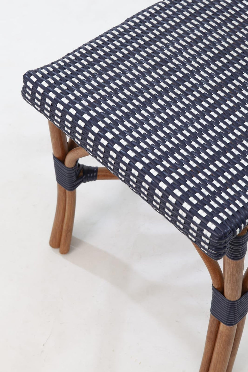 Aspen Brands Classic Commercial Grade Rattan French Bistro Chair, Indoor/Outdoor, Blue & White