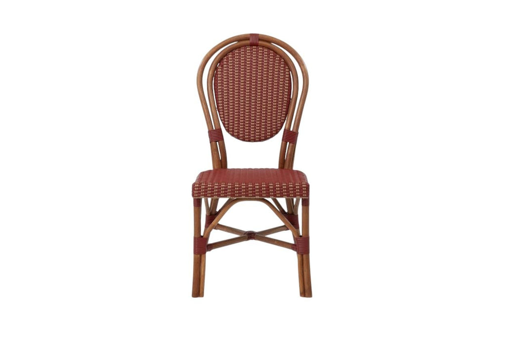 Aspen Brands Classic Commercial Grade Rattan French Bistro Chair, Indoor/Outdoor, Blue & White