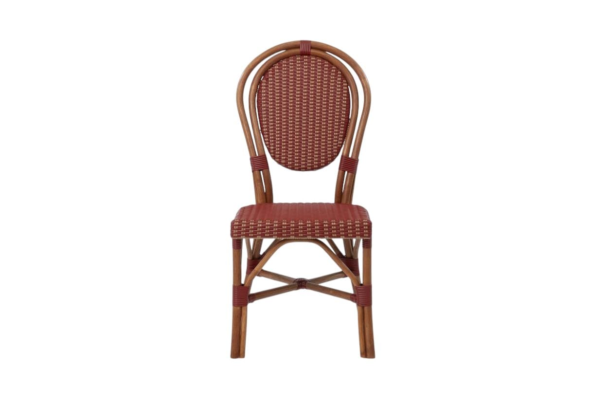 Aspen Brands Classic Commercial Grade Rattan French Bistro Chair, Indoor/Outdoor, Blue & White